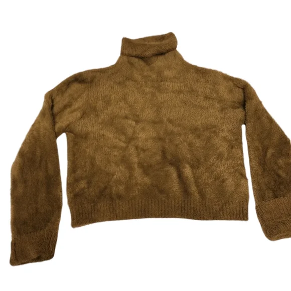 Nasty Gal Green Fuzzy Crop Turtleneck Sweater L - Picture 7 of 13